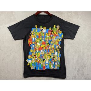 Y2K 2007 The Simpsons Matt Groening Characters Full Cast T Shirt Black XS/Small*